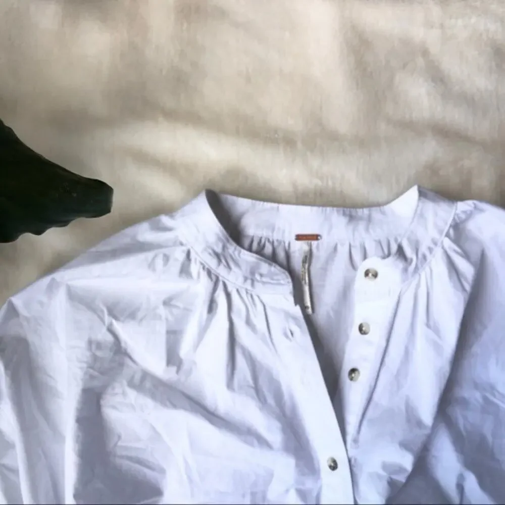Free People Hey Baby White Cotton Popover Shirt